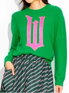 NEW Wicked Sweater Green Pink W Movie Elphaba Glinda Academia Paul Tazewell XS